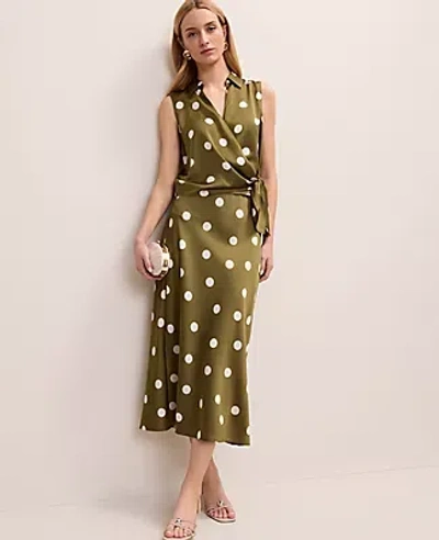 Ann Taylor Dotted Satin Midi Slip Skirt In Multi
