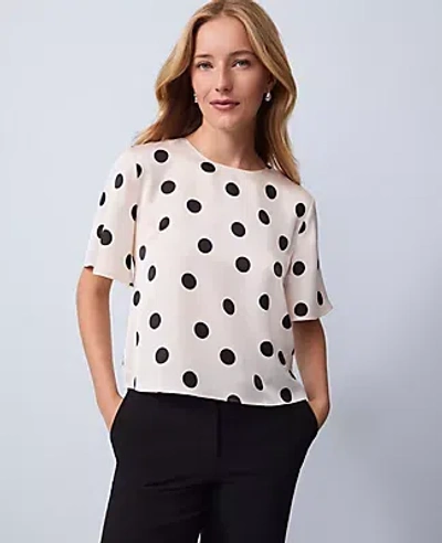 Ann Taylor Dotted Satin Top In Multi