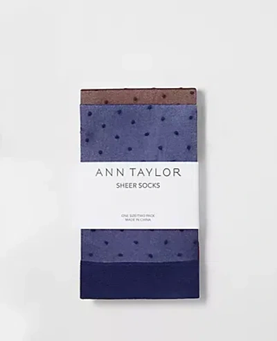 Ann Taylor Dotted Sheer Crew Sock Set In Night Sky
