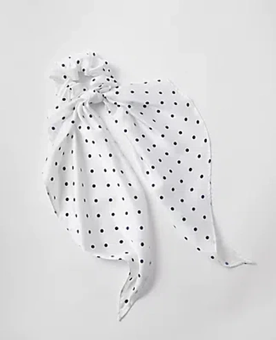 Ann Taylor Dotted Silk Scrunchie In White