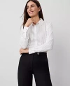 Ann Taylor Petite Dotted Slim Fit Shirt In Winter White