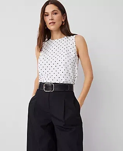 Ann Taylor Dotted Tank Top In White