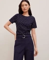 Ann Taylor Dotted Tee In Night Sky-white