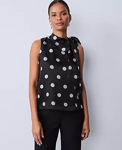Ann Taylor Dotted Tie Neck Halter Top In Black