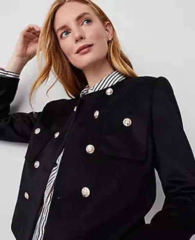 Ann Taylor Double Breasted Patch Pocket Jacket In Black