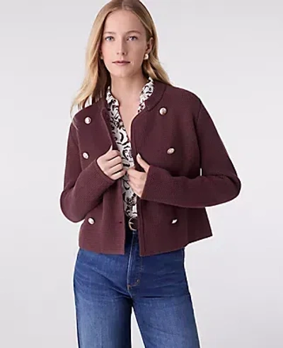 Ann Taylor Double Breasted Sweater Jacket In Brown