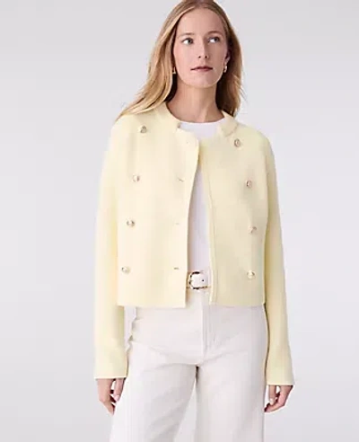 Ann Taylor Double Breasted Sweater Jacket In Yellow