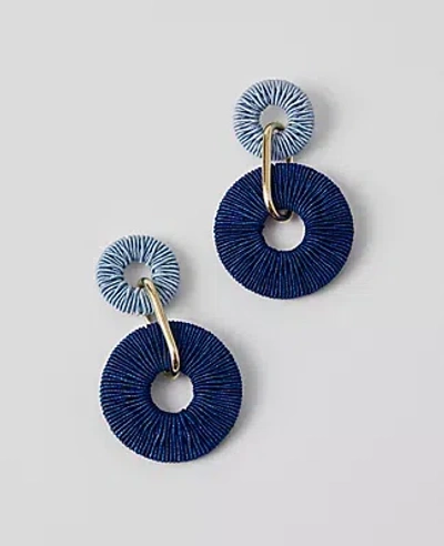 Ann Taylor Double Circle Threaded Drop Earrings In Power Blue