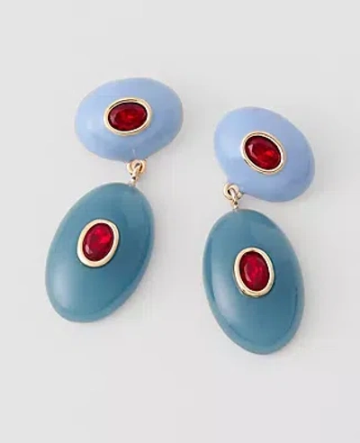 Ann Taylor Double Crystal Drop Earrings In Blue