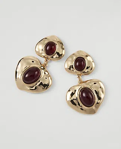 Ann Taylor Double Heart Drop Earrings In Goldtone