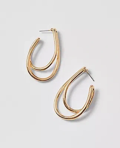 Ann Taylor Double Hoop Drop Earrings In Gold