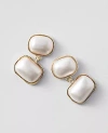 Ann Taylor Double Pearlized Drop Earrings In White