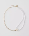 Ann Taylor Double Wrap Chain And Pearl Necklace In Gold