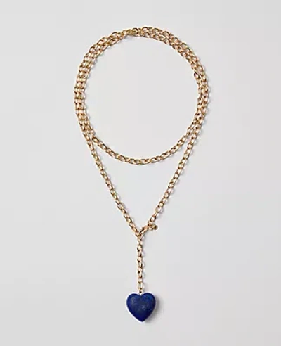Ann Taylor Double Wrap Heart Pendant Necklace In Gold
