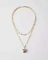 Ann Taylor Double Wrap Heart Pendant Necklace In Goldtone