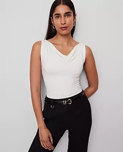 Ann Taylor Draped Cowl Neck Top In White