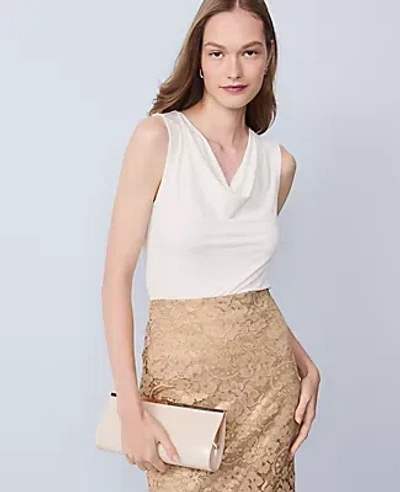 Ann Taylor Draped Cowl Neck Top In White