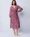 Ann Taylor Draped Paisley Midi Dress In Purple