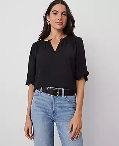 Ann Taylor Draped Sleeve Blouse In Black