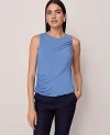 Ann Taylor Draped Sleeveless Top In Blue