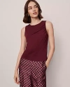 Ann Taylor Draped Sleeveless Top In Burgundy