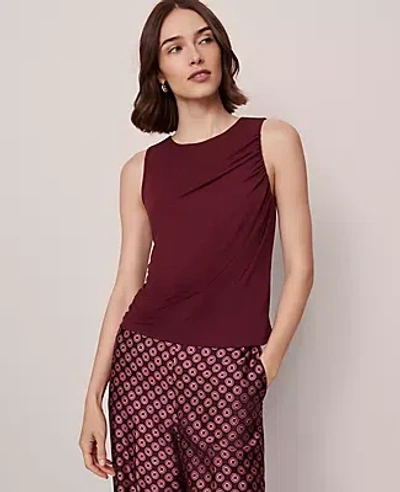 Ann Taylor Draped Sleeveless Top In Burgundy