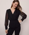 Ann Taylor Draped Wrap Blouse In Black