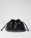 Ann Taylor Drawstring Faux Leather Clutch Bag In Black