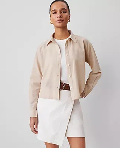 Ann Taylor Drop Shoulder Shirt In Toasted Oat