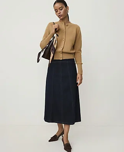 Ann Taylor Drop Waist Midi Skirt In Classic Rinse Wash