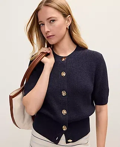 Ann Taylor Elbow Sleeve Cardigan In Black