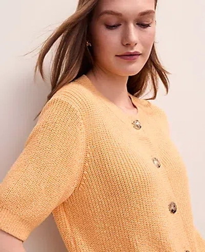 Ann Taylor Elbow Sleeve Cardigan In Orange