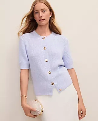 Ann Taylor Elbow Sleeve Cardigan In Purple