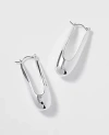 Ann Taylor Elongated Metal Hoop Earrings In Silver