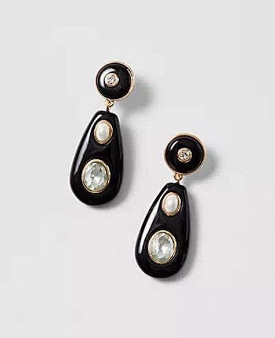 Ann Taylor Embellished Acetate Drop Earrings In Black