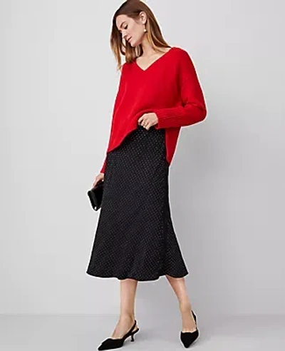 Ann Taylor Embellished Bias Midi Slip Skirt In Black