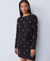 Ann Taylor Embellished Crew Neck Blouse In Black