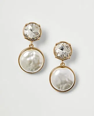 Ann Taylor Embellished Pearl Drop Earrings In Goldtone