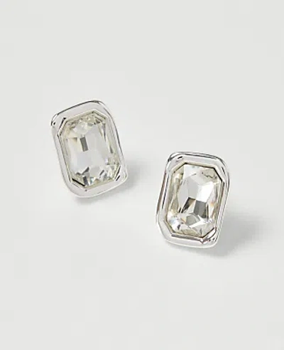 Ann Taylor Embellished Rectangular Stud Earrings In White