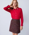 Ann Taylor Embellished Relaxed Perfect Shirt In Red