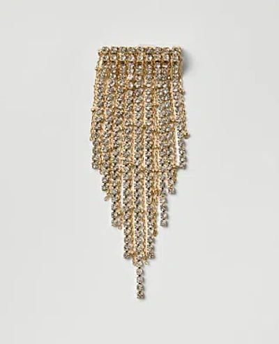 Ann Taylor Embellished Tassel Brooch In Goldtone
