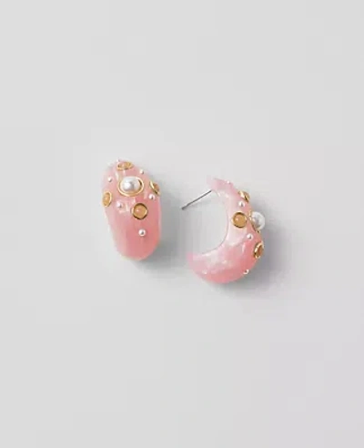 Ann Taylor Embellished Teardrop Earrings In Quartz Pink