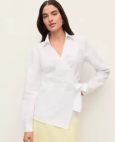 Ann Taylor Embellished Wrap Blouse In White