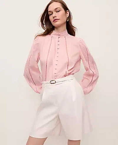 Ann Taylor Embroidered Blouse In Pink