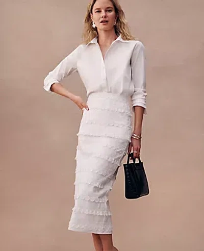 Ann Taylor Embroidered Column Midi Skirt