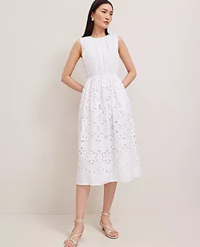 Ann Taylor Petite Embroidered Flare Midi Dress