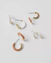Ann Taylor Enamel Mini Hoop Earring Set In Goldtone