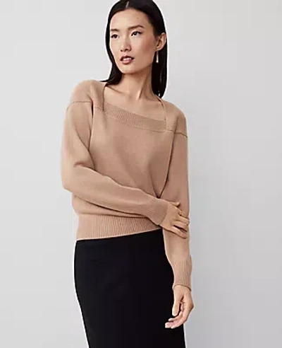 Ann Taylor Envelope Neck Sweater In Cappuccino Tan