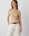 Ann Taylor Essential Button Mock Neck Sweater Tee In Baguette