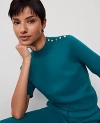Ann Taylor Essential Button Mock Neck Sweater Tee In Green Marais